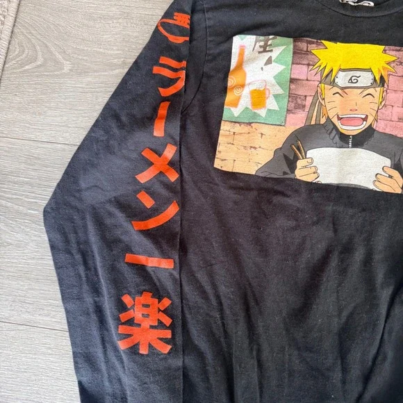 Naruto Shippuden Ichiraku Ramen Shop Black Long Sleeve Graphic Tee Men Size S - Picture 4 of 7